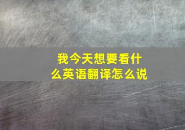 我今天想要看什么英语翻译怎么说