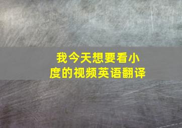 我今天想要看小度的视频英语翻译