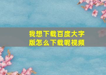 我想下载百度大字版怎么下载呢视频