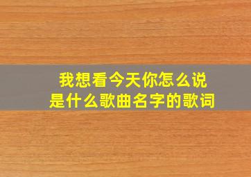 我想看今天你怎么说是什么歌曲名字的歌词