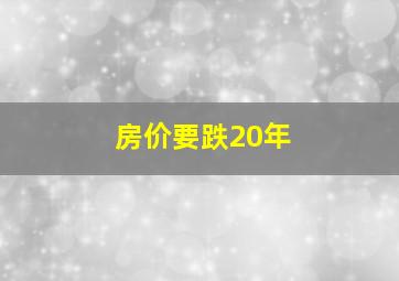 房价要跌20年