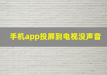 手机app投屏到电视没声音