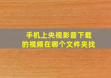 手机上央视影音下载的视频在哪个文件夹找