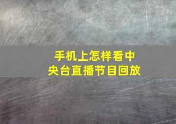 手机上怎样看中央台直播节目回放