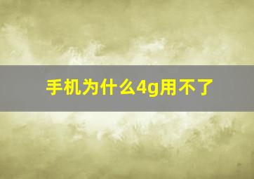 手机为什么4g用不了