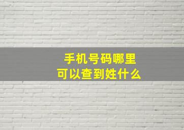 手机号码哪里可以查到姓什么