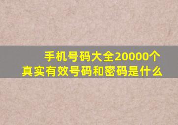 手机号码大全20000个真实有效号码和密码是什么