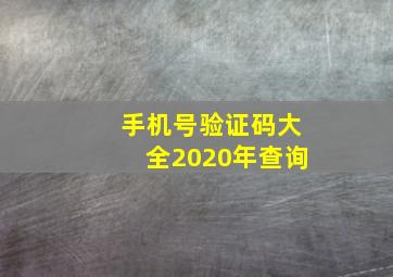 手机号验证码大全2020年查询