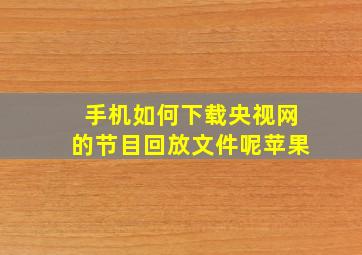 手机如何下载央视网的节目回放文件呢苹果