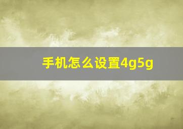 手机怎么设置4g5g