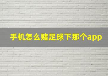 手机怎么赌足球下那个app