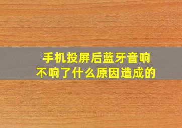 手机投屏后蓝牙音响不响了什么原因造成的