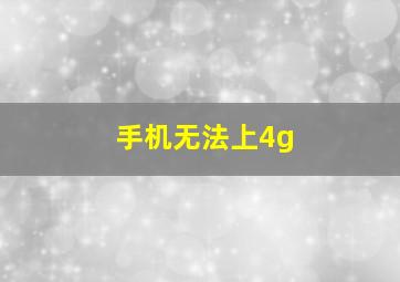 手机无法上4g