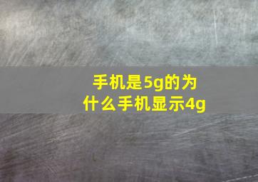 手机是5g的为什么手机显示4g