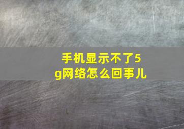 手机显示不了5g网络怎么回事儿