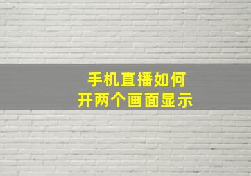 手机直播如何开两个画面显示