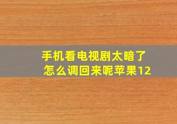 手机看电视剧太暗了怎么调回来呢苹果12