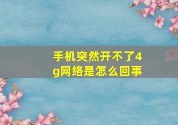 手机突然开不了4g网络是怎么回事