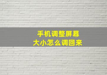 手机调整屏幕大小怎么调回来