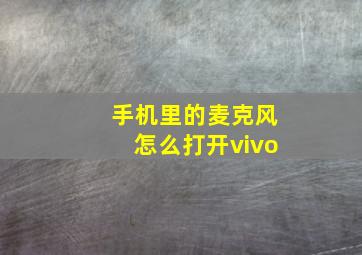 手机里的麦克风怎么打开vivo