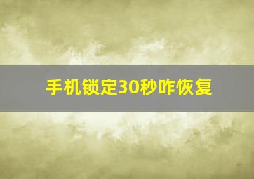 手机锁定30秒咋恢复