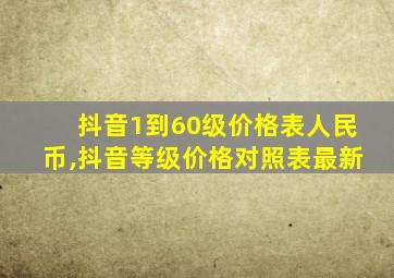 抖音1到60级价格表人民币,抖音等级价格对照表最新