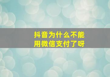 抖音为什么不能用微信支付了呀