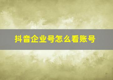 抖音企业号怎么看账号