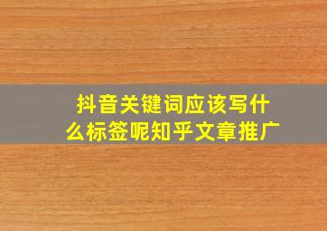 抖音关键词应该写什么标签呢知乎文章推广