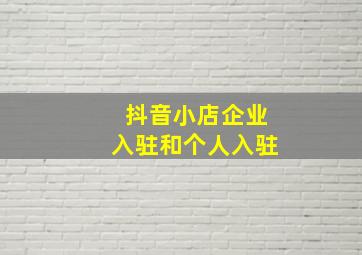 抖音小店企业入驻和个人入驻