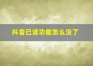 抖音已读功能怎么没了