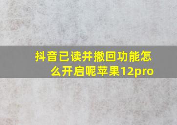 抖音已读并撤回功能怎么开启呢苹果12pro