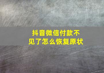 抖音微信付款不见了怎么恢复原状