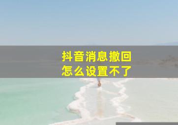 抖音消息撤回怎么设置不了