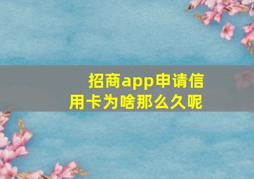 招商app申请信用卡为啥那么久呢