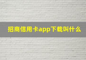 招商信用卡app下载叫什么