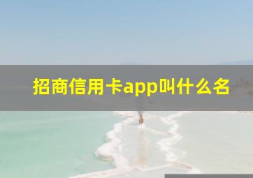 招商信用卡app叫什么名