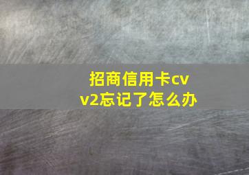 招商信用卡cvv2忘记了怎么办