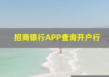 招商银行APP查询开户行