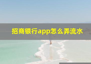 招商银行app怎么弄流水