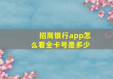 招商银行app怎么看全卡号是多少