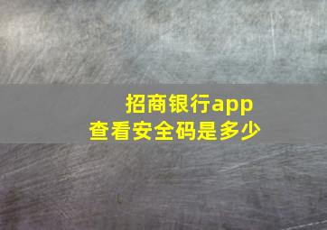 招商银行app查看安全码是多少