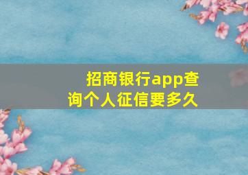 招商银行app查询个人征信要多久