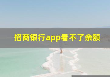 招商银行app看不了余额