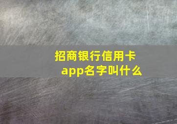 招商银行信用卡app名字叫什么