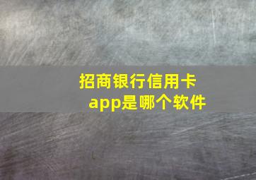 招商银行信用卡app是哪个软件