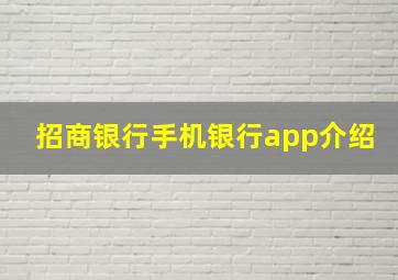 招商银行手机银行app介绍