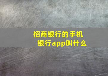 招商银行的手机银行app叫什么