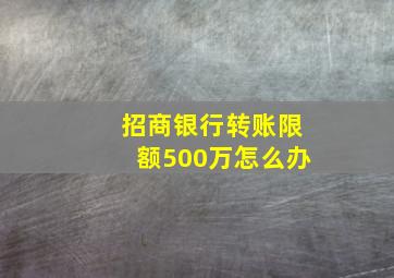 招商银行转账限额500万怎么办