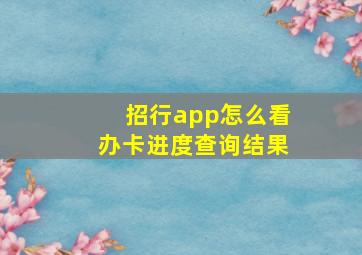 招行app怎么看办卡进度查询结果